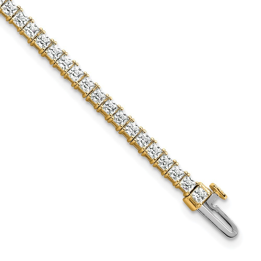 14k Yellow Gold 5 Carat Lab Grown Diamond Vs/Si+ G+ Princess Tennis Bracelet